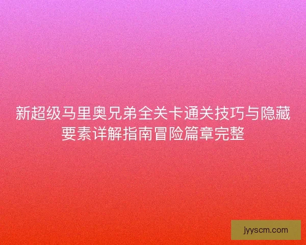 新超级马里奥兄弟全关卡通关技巧与隐藏要素详解指南冒险篇章完整